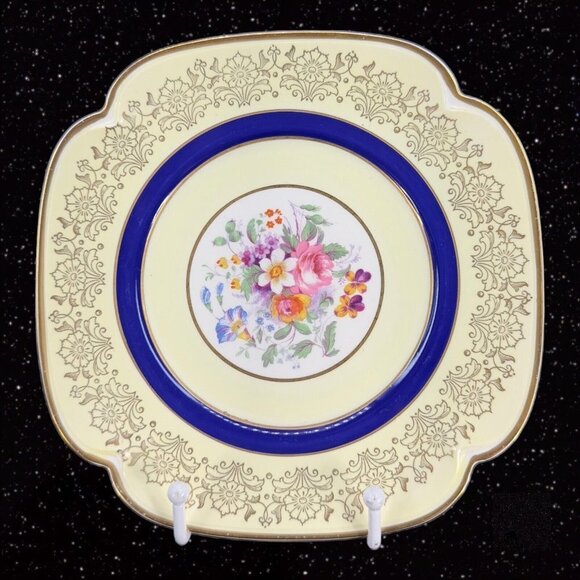 JOHNSON BROTHERS England Pareek Plates Floral Center Set 7 Square Ceramic 7.5"W - Picture 7 of 11